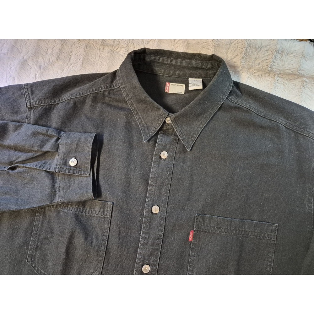 Vintage Levi's Red Tab Black Denim Shirt Men's XL 90s-Y2K Heavyweight Workwear